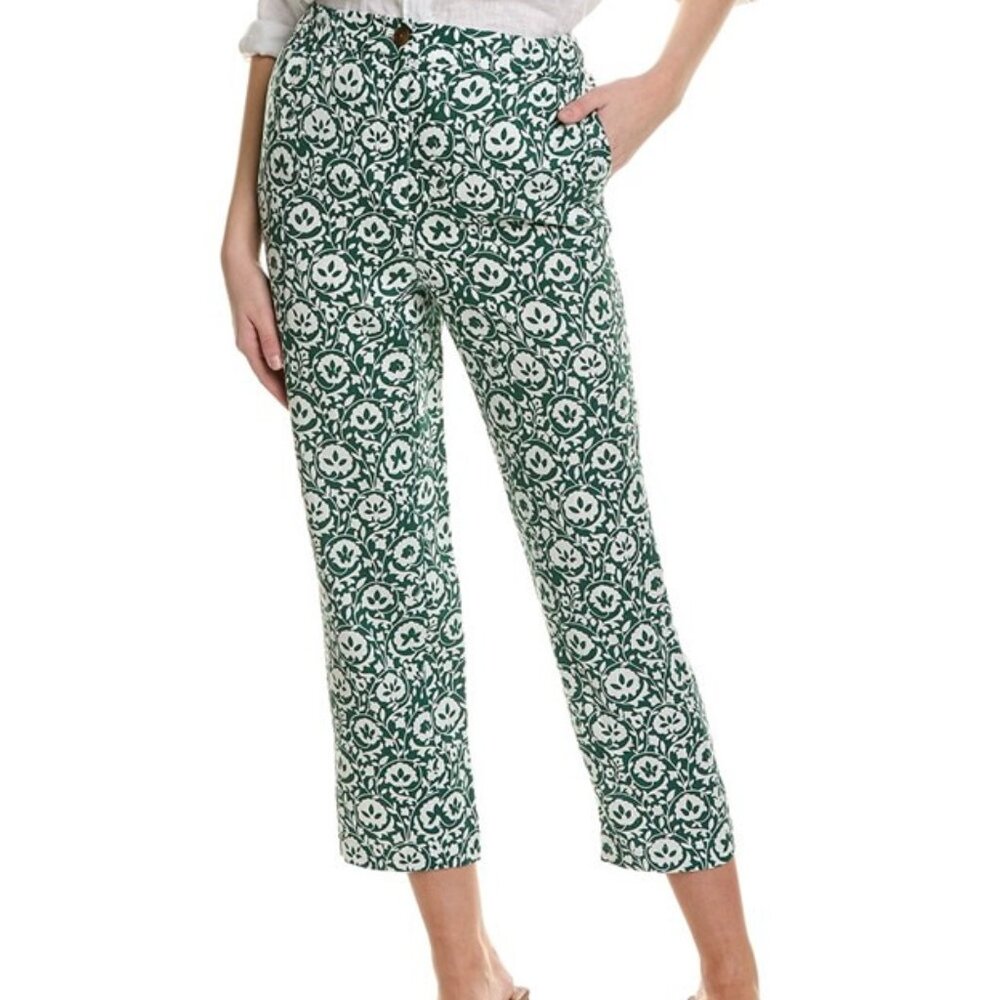 Boden Linen Pants (Green & White Floral pattern),  NWT